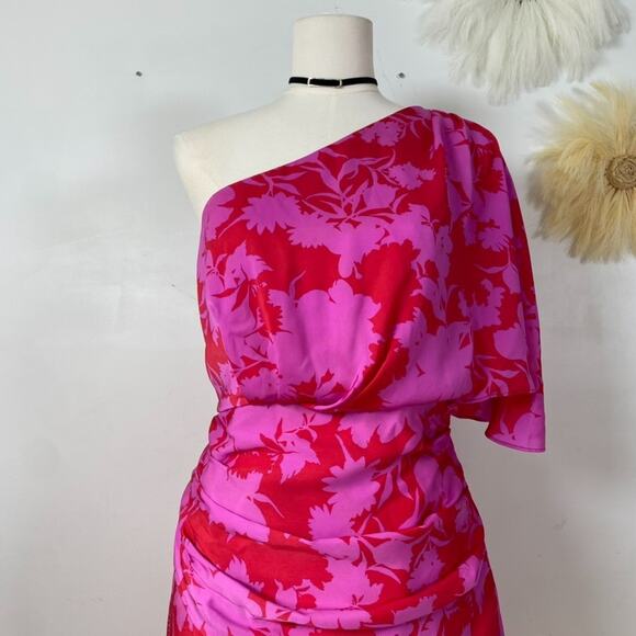 Do + Be Womens One Shoulder Midi Dress Size L Tulip Hem Feminine Vacation Resort - Picture 3 of 13